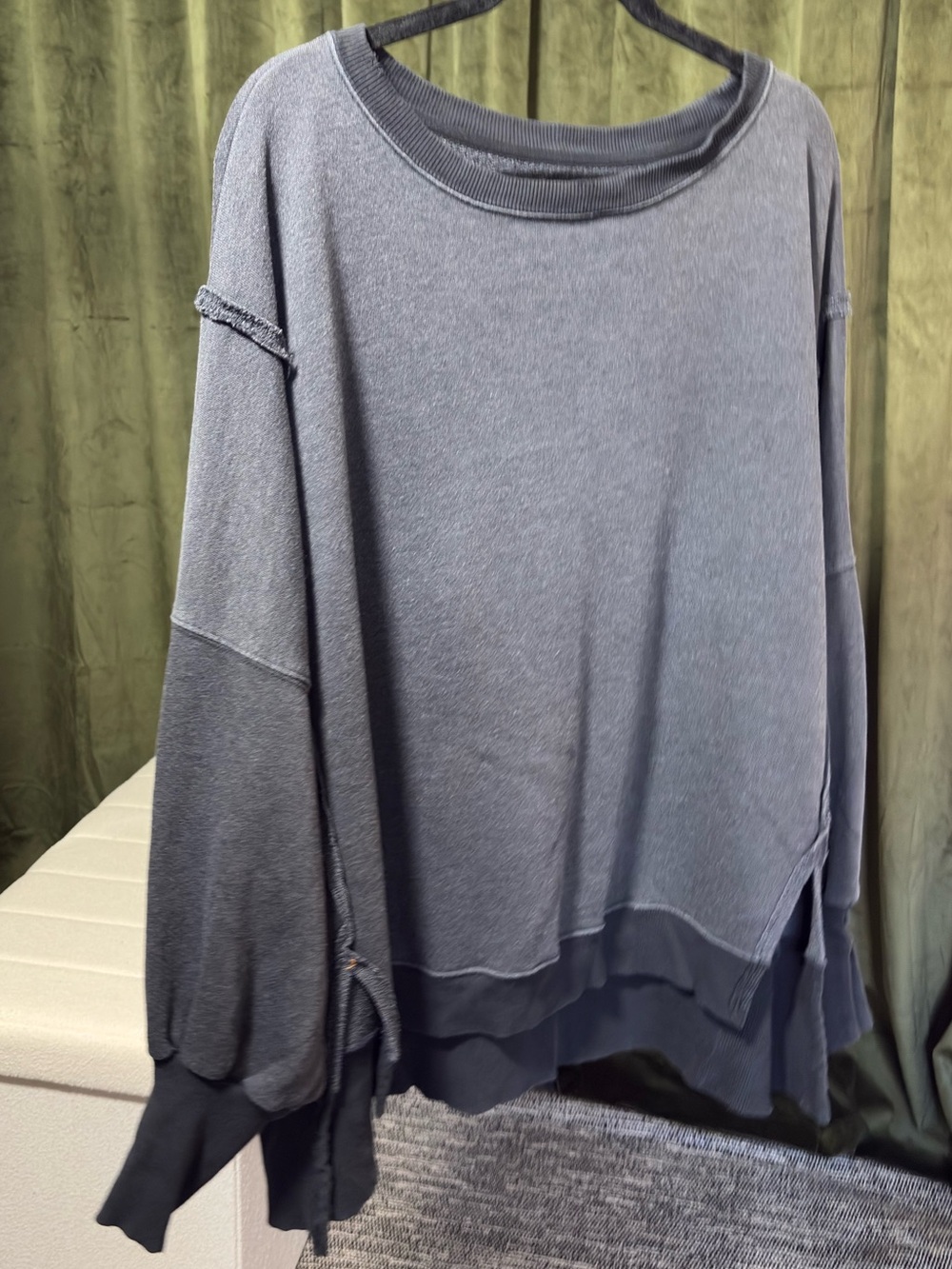 Free People We The Free Camden Pullover Oversized Charcoal Grey Sweatshirt L - Picture 6 of 8